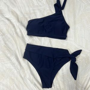 Navy blue two piece swim suit